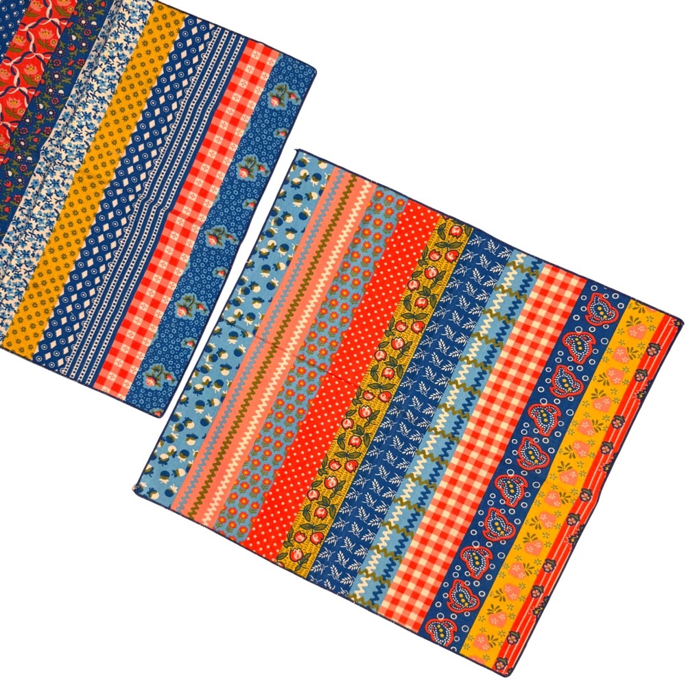 Vintage Style Patchwork Floral Gingham Cloth Napkins Set‎ of 2 Multicolor 18x18
